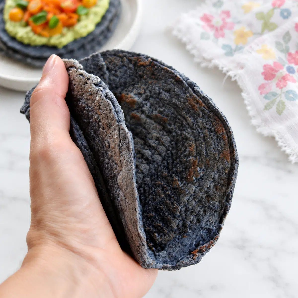 handheld black bean tortilla