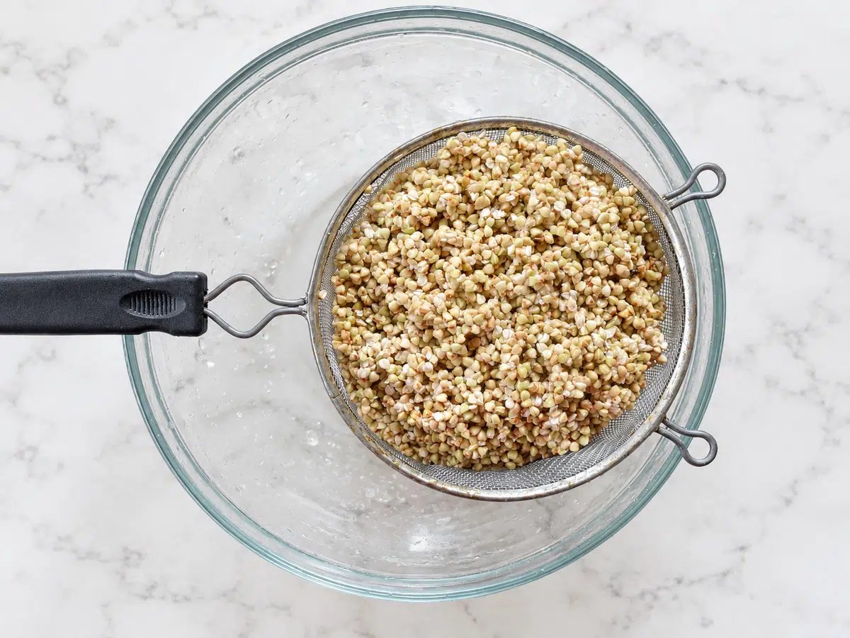 drained buckwheat groats for 1-ingredient buckwheat bread