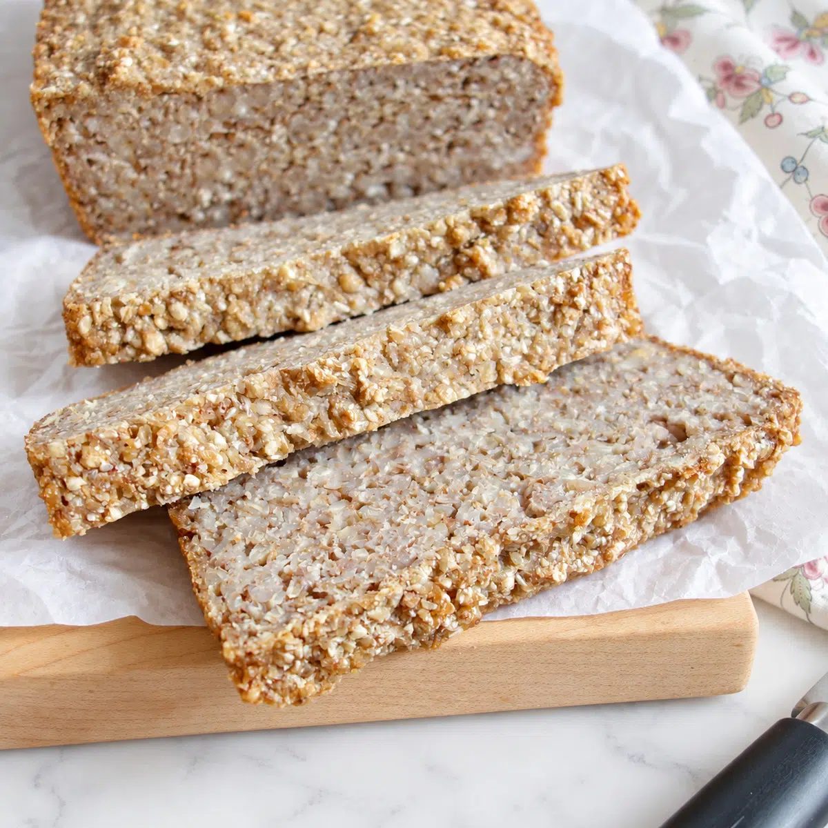 close-up of 1-ingredient buckwheat bread
