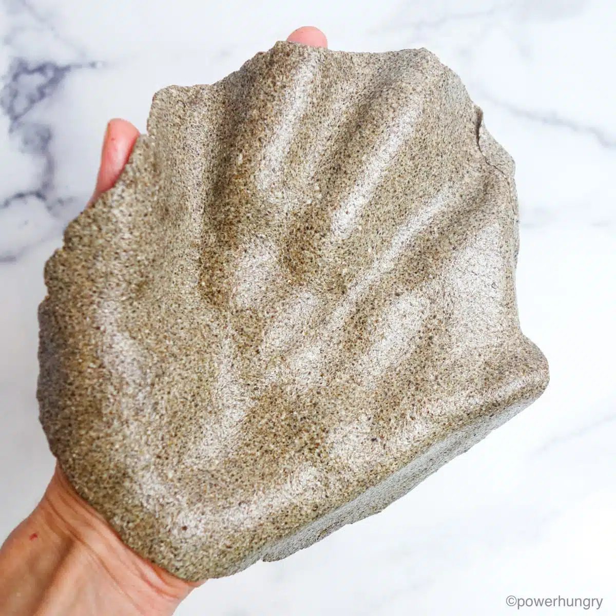 photo of chia dough on a hand