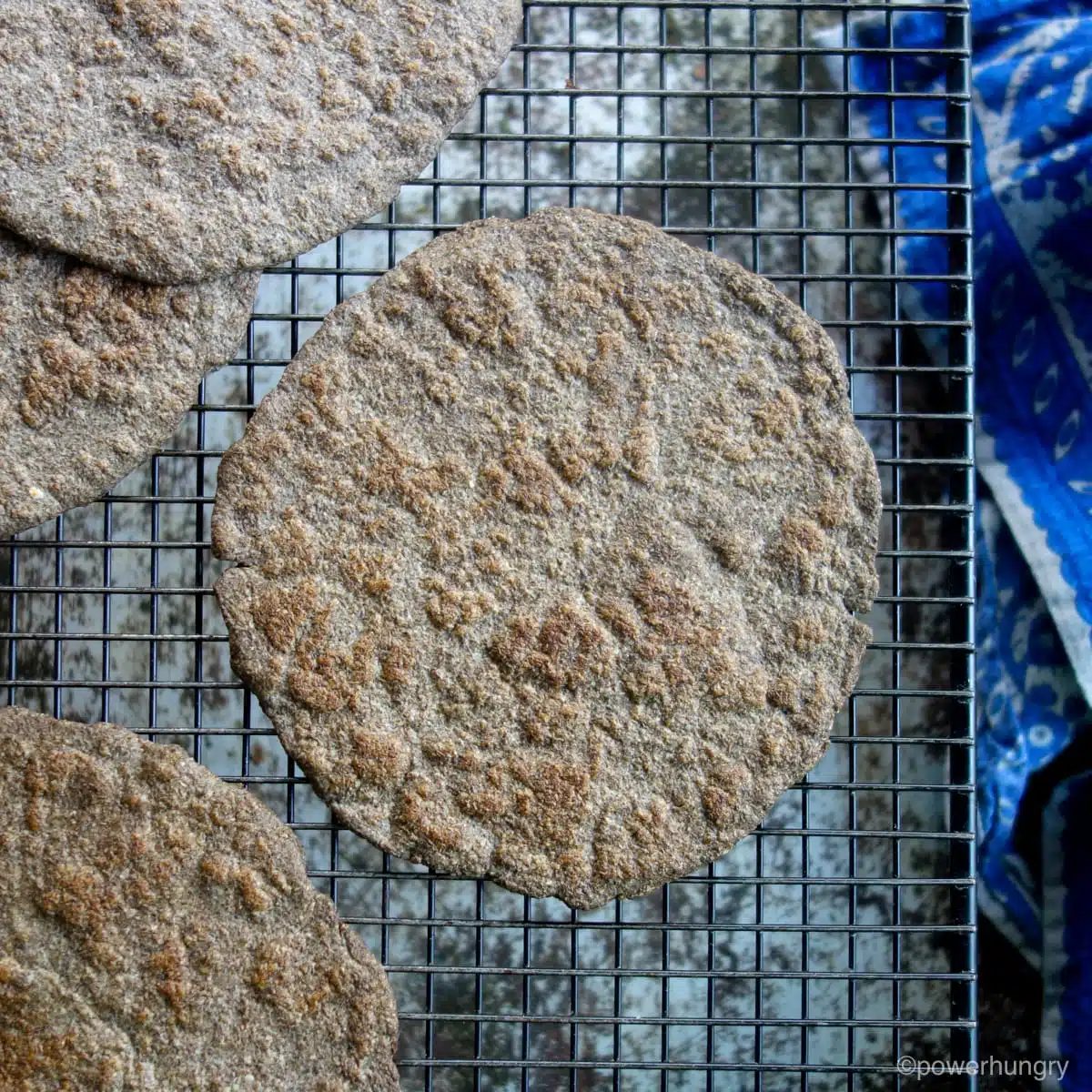 chia flatbread on a cooling rack