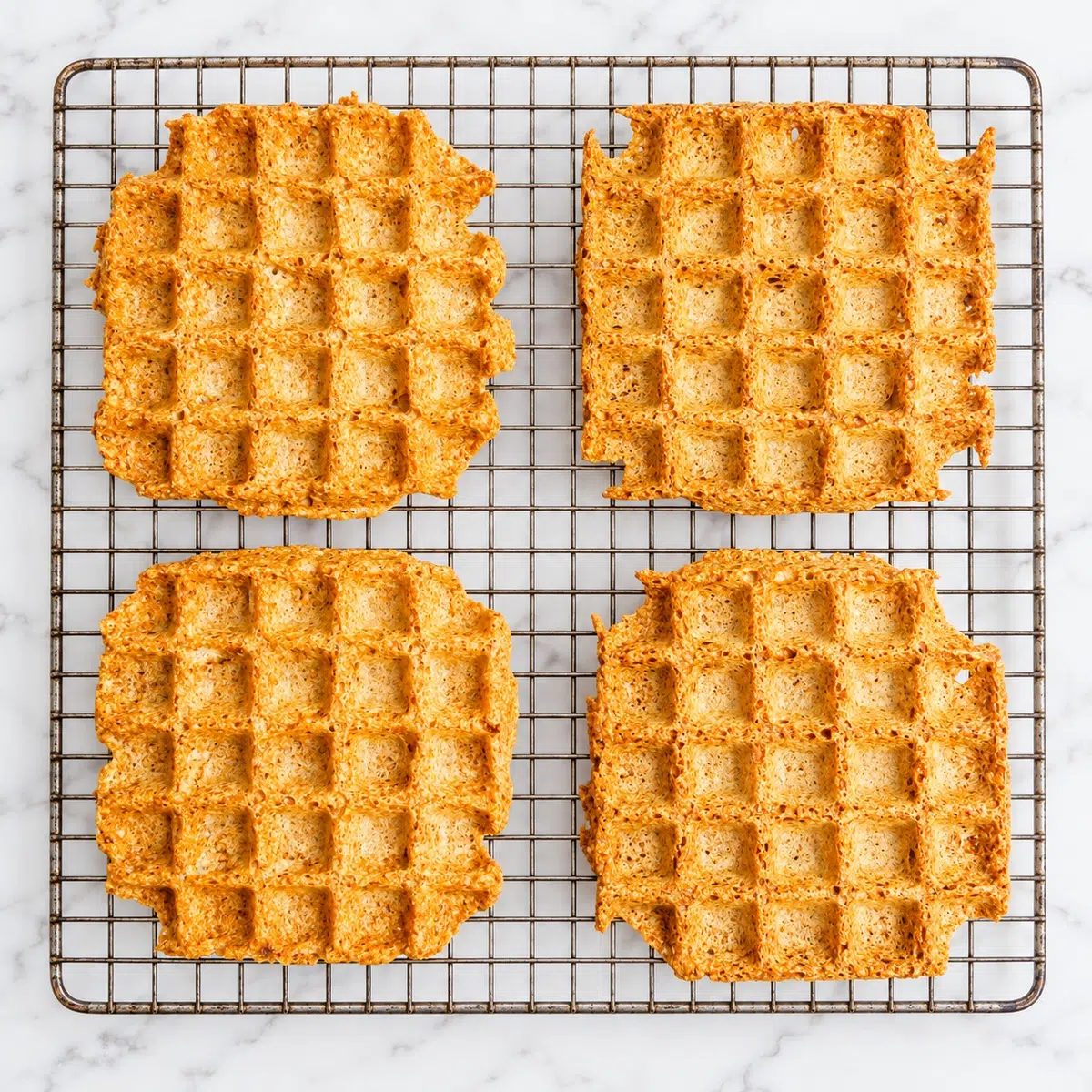 flaxseed waffles on a cooling rack