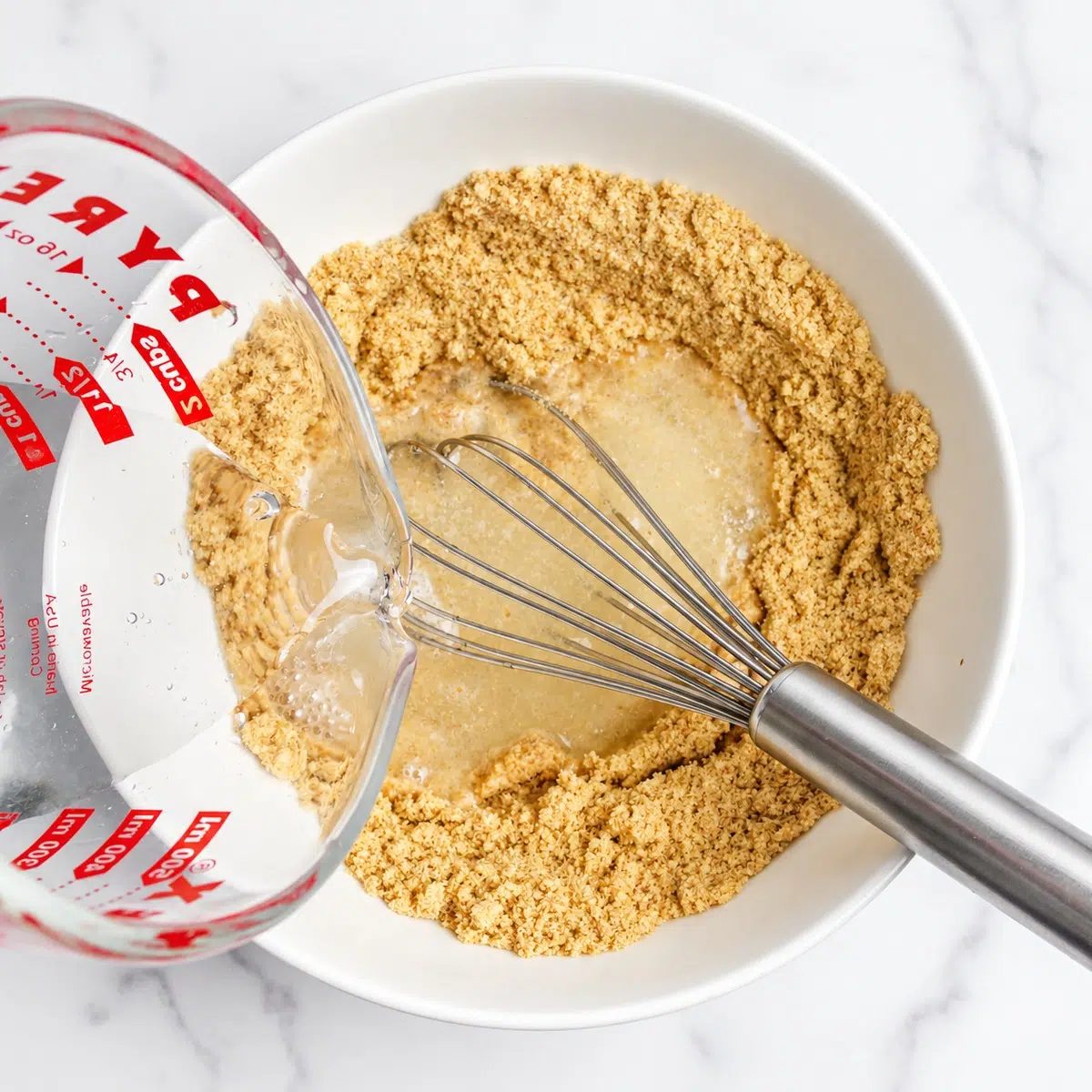 wet ingredients added for flaxseed waffles