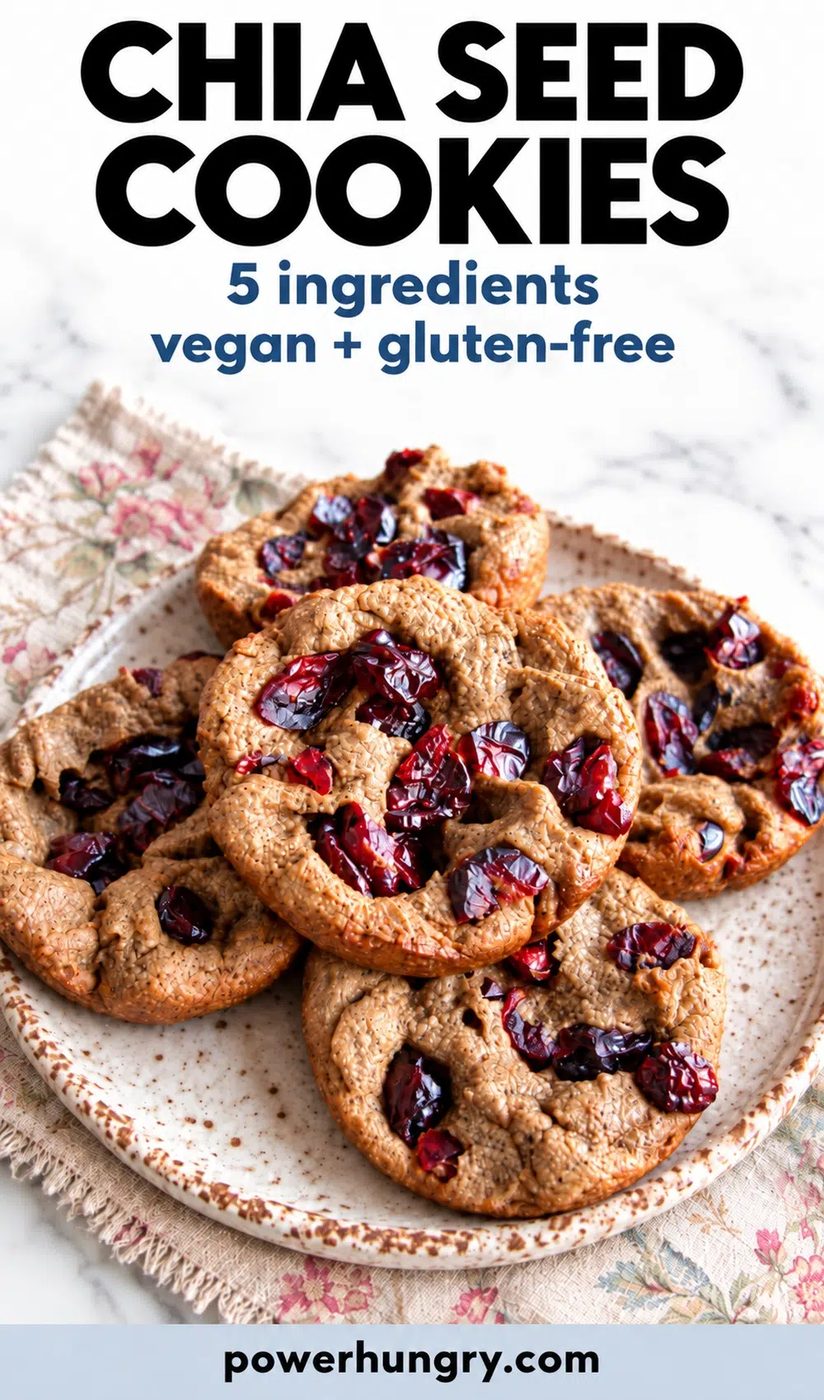 chia seed cookies on a plate pinterest image