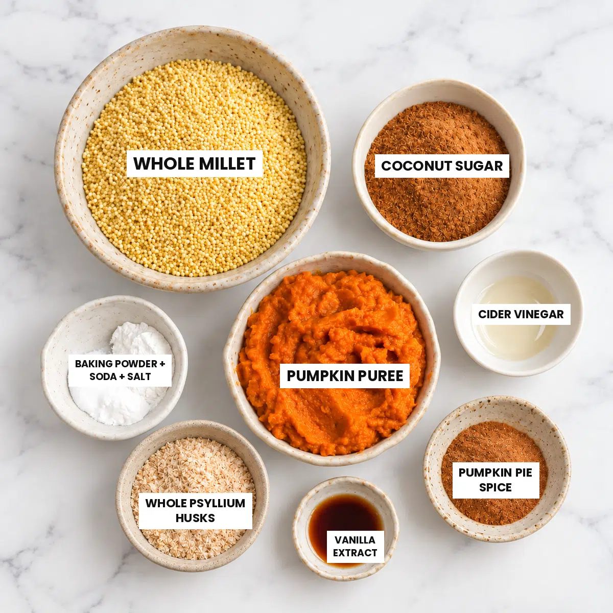ingredients for millet pumpkin bread