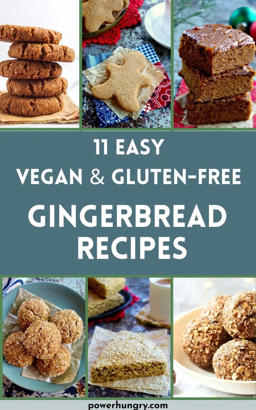 pin collage of 1 vegan gluten-free gingerbread recipes