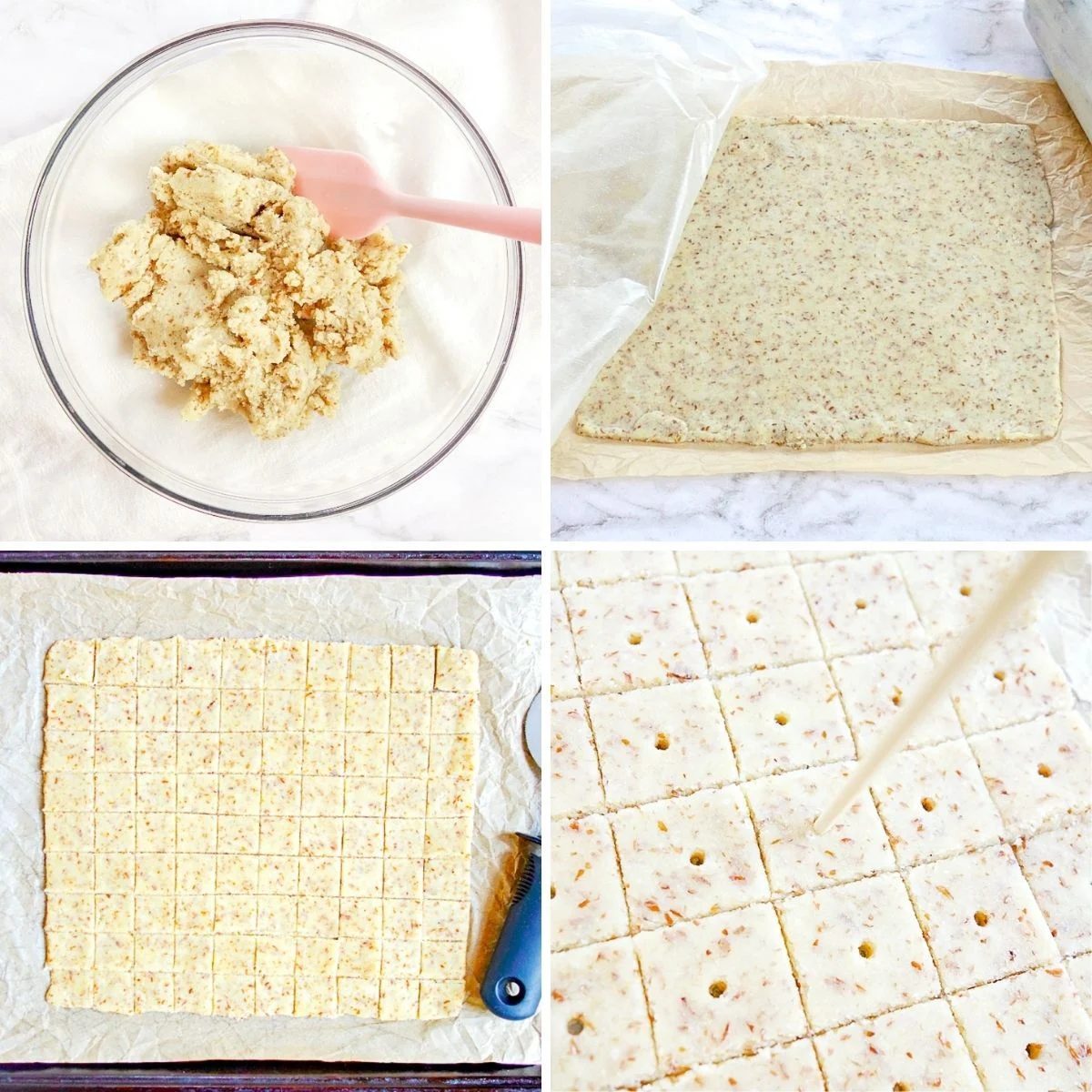 collage showing how to make crackers with almond flour