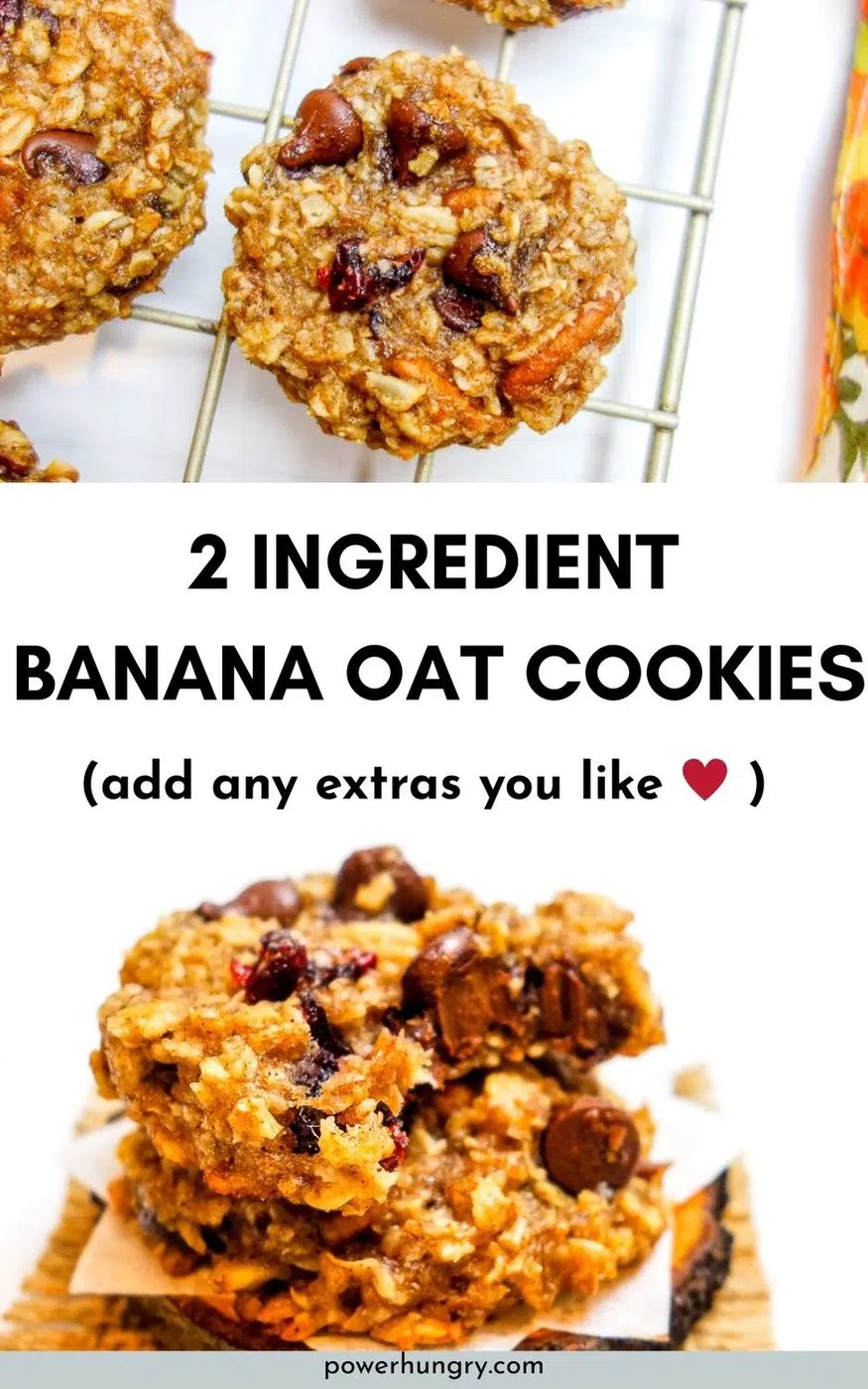 2 ingredient banana oatmeal cookies collage