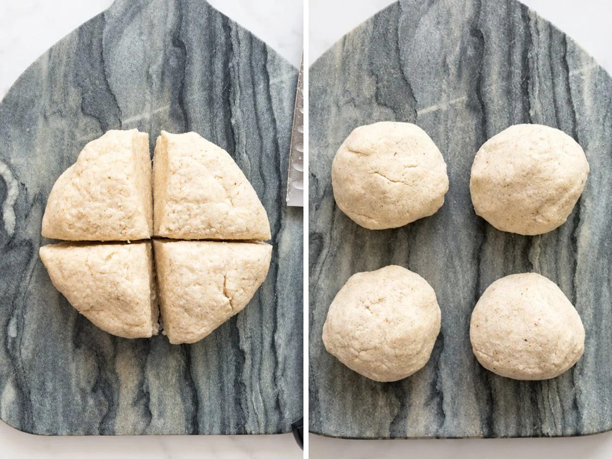 cassava flour tortillas dough divided