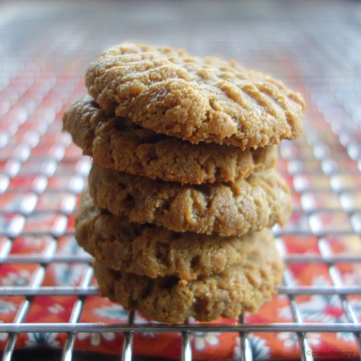 a stack of peanut butter banana cookies