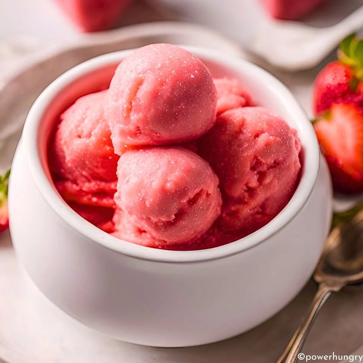 2 Ingredient Strawberry Sorbet (No Churn)
