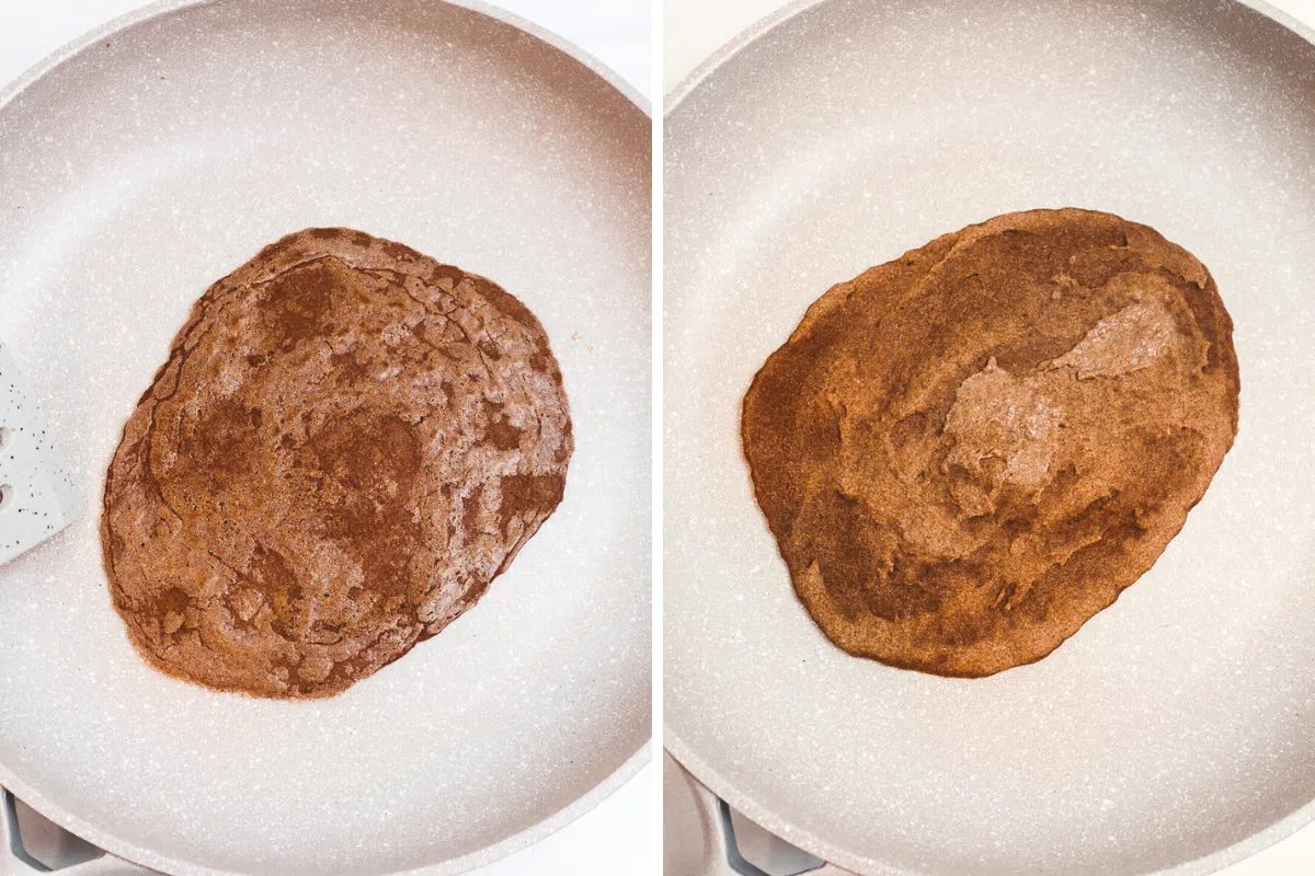 two photo collage showing teff naan