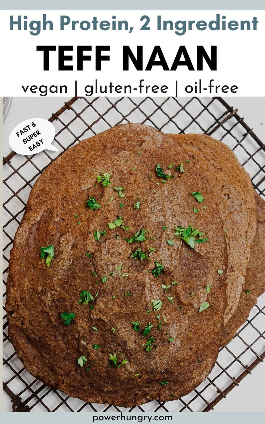 2 Ingredient Teff Naan on cooling rack