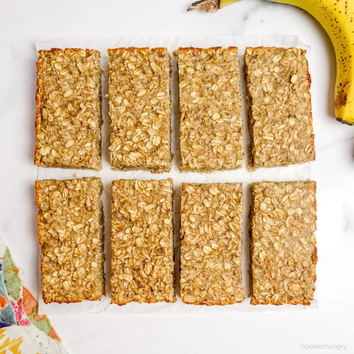 banan oat bars shot fro overhead