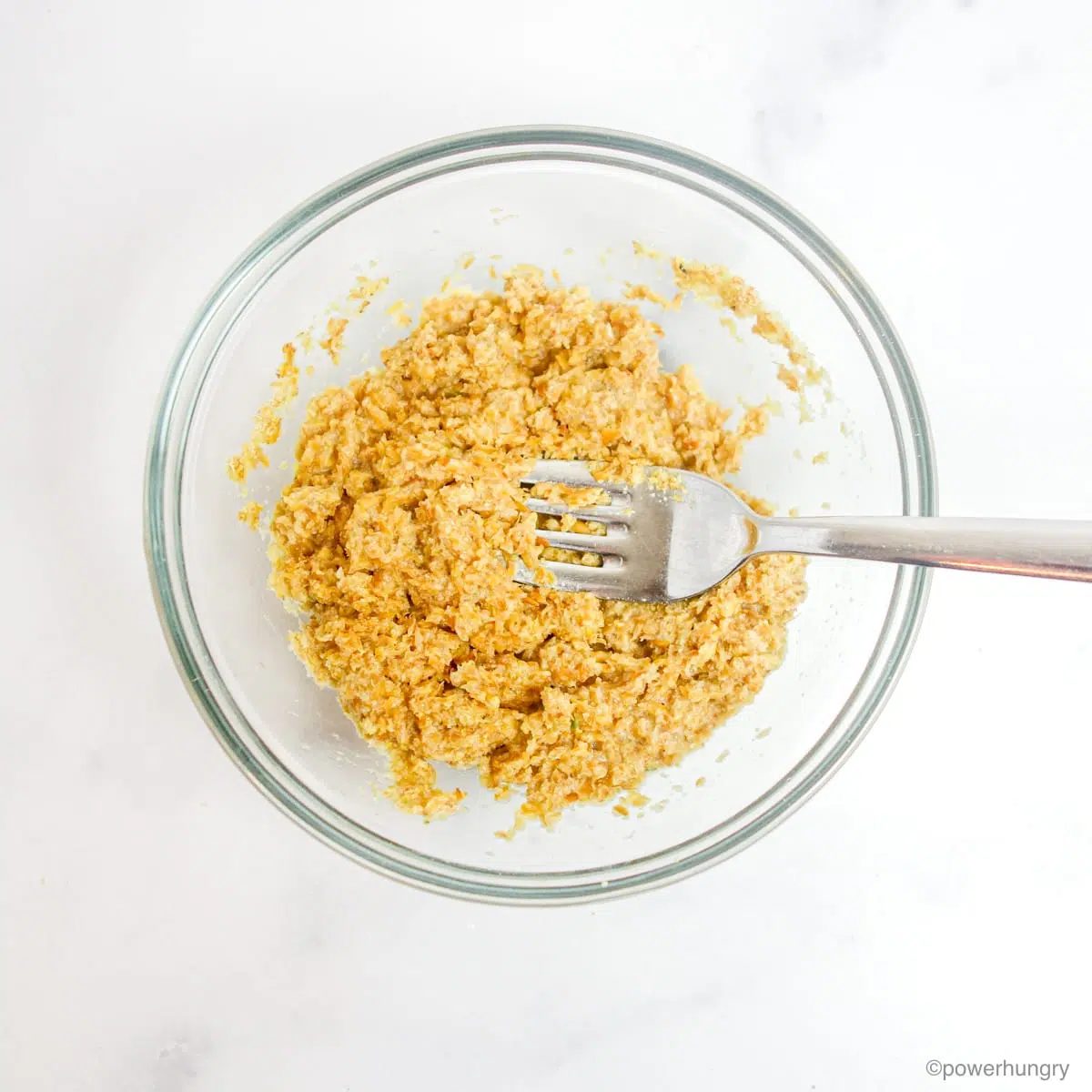 dough for microwave flax bread in a clear bowl