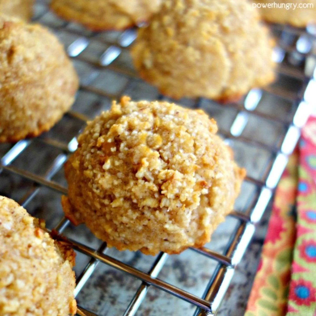 apple almond flour cookies on a cooling rack