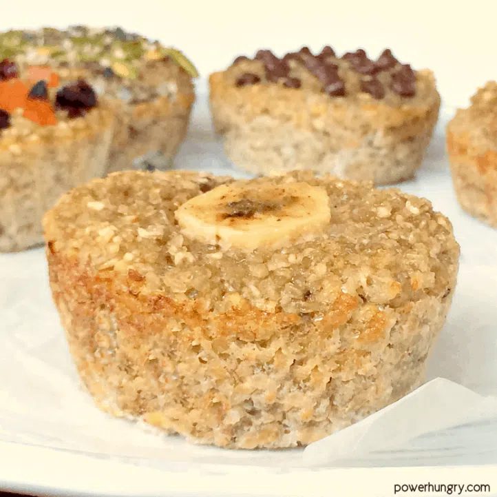 an assortment of vegan banana quinoa muffins on a white plate