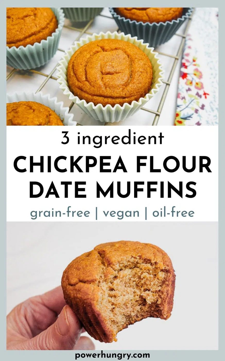 collage of chickpea flour dates muffins