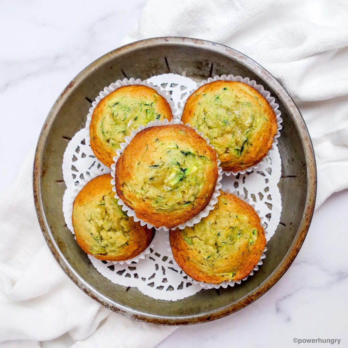 overhead shot of 3 ingredient zucchini muffins