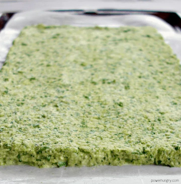 unbaked broccoli chickpea flour flatbread