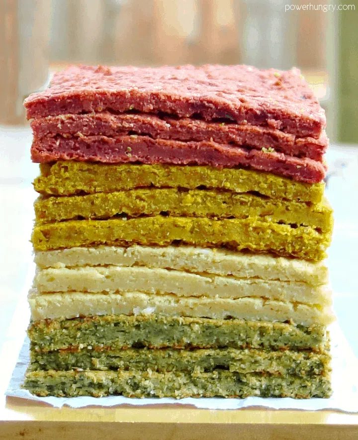 close up of varieties of 3-ingredient chickpea flour vegetable flatbread