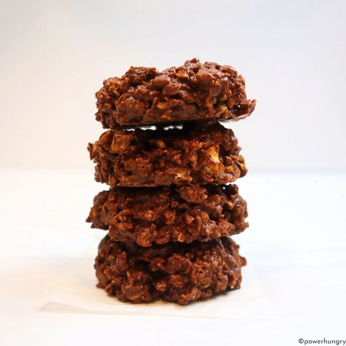 stack of 4 no bake chocolate protein cookies