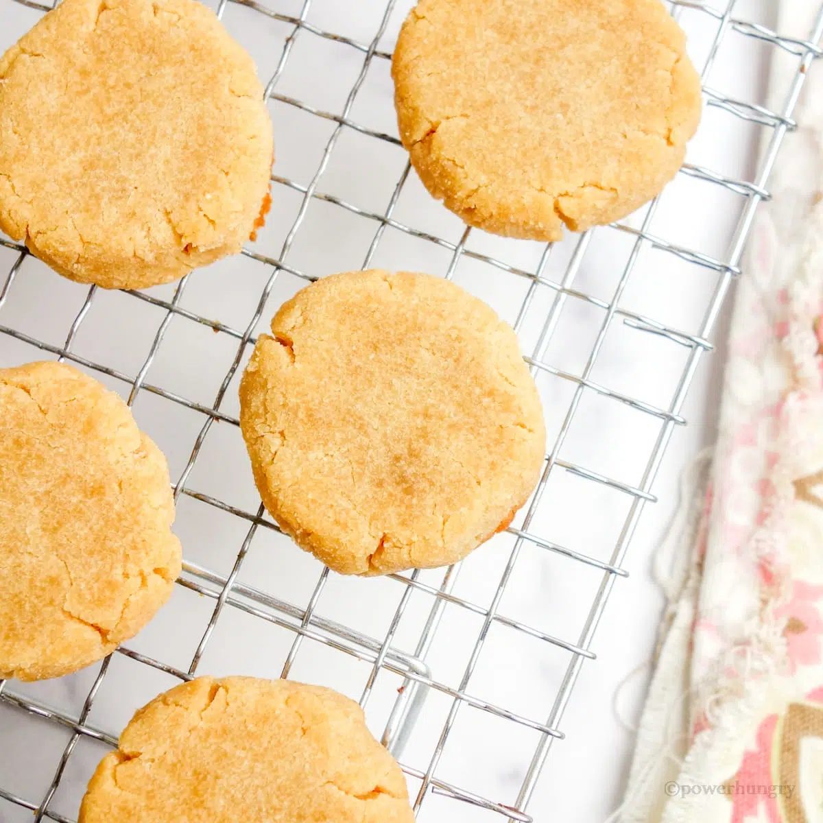coconut flour shortbread on a wire cooling rack