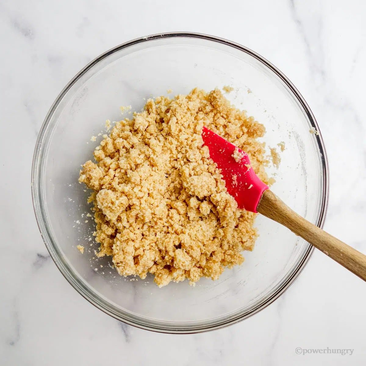 coconut flour shortbread dough in a glass bowl