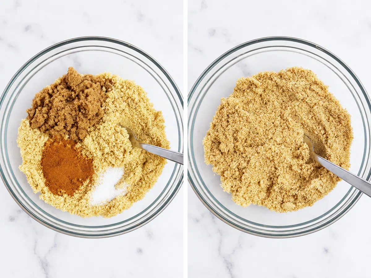 dry ingredients being mixed for 3-ingredient flaxseed cookies