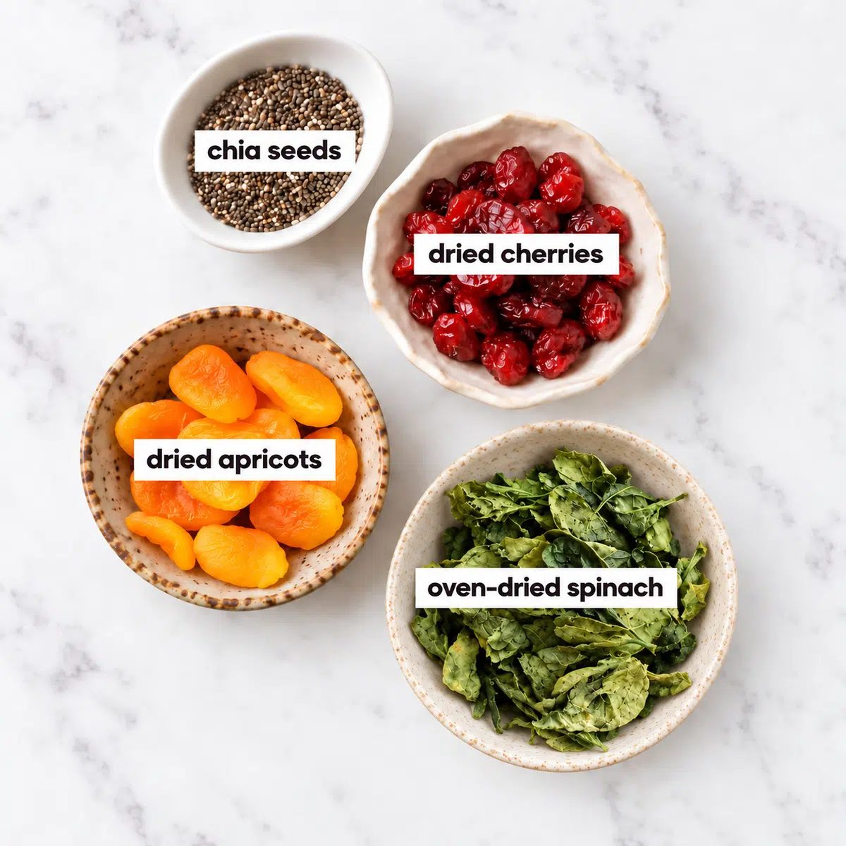 ingredients for 3-ingredient fruit and greens chia bars recipe