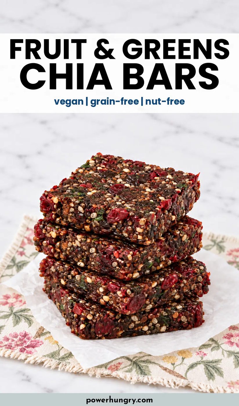 fruit and greens chia bars Pinterest pin