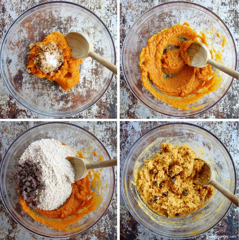 4 picture collage showing the steps to make the nourishing oat cookies
