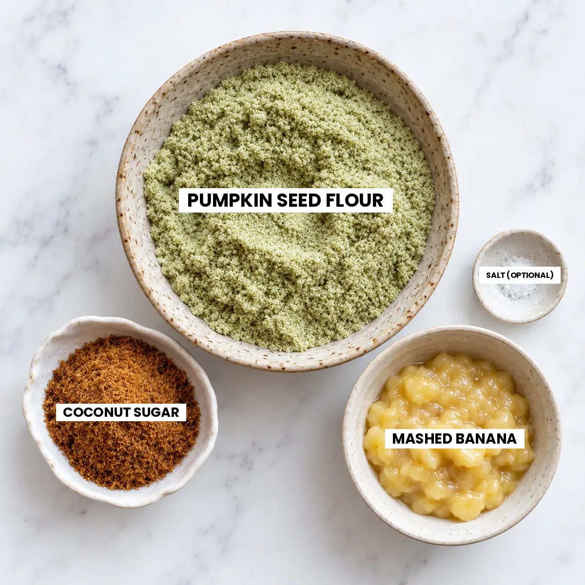 ingredients for pumpkin seed flour banana cookies