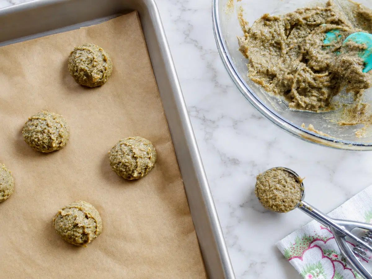 portioned pumpkin seed flour banana cookies