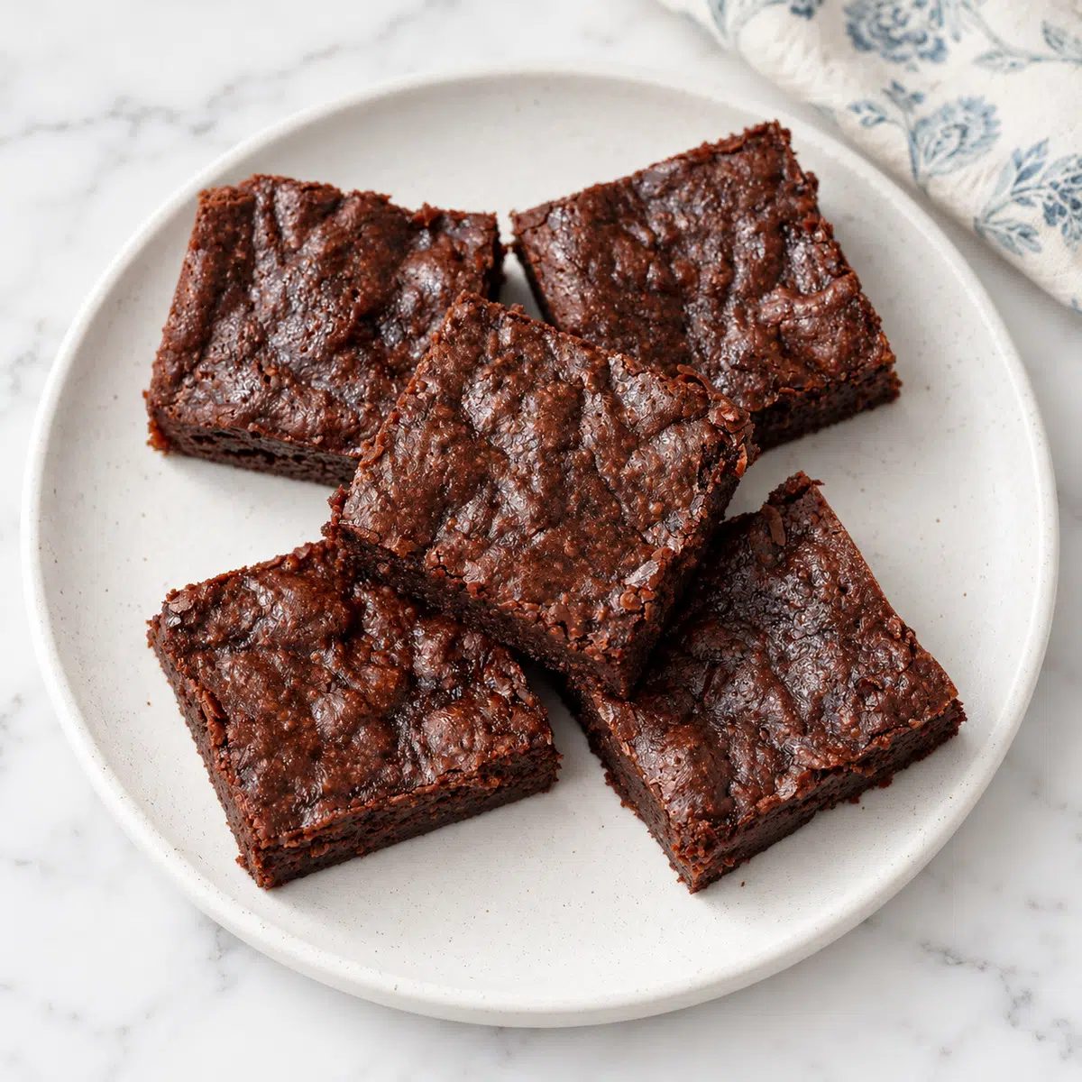 sweet potato brownies on a plate, shot from overhead
