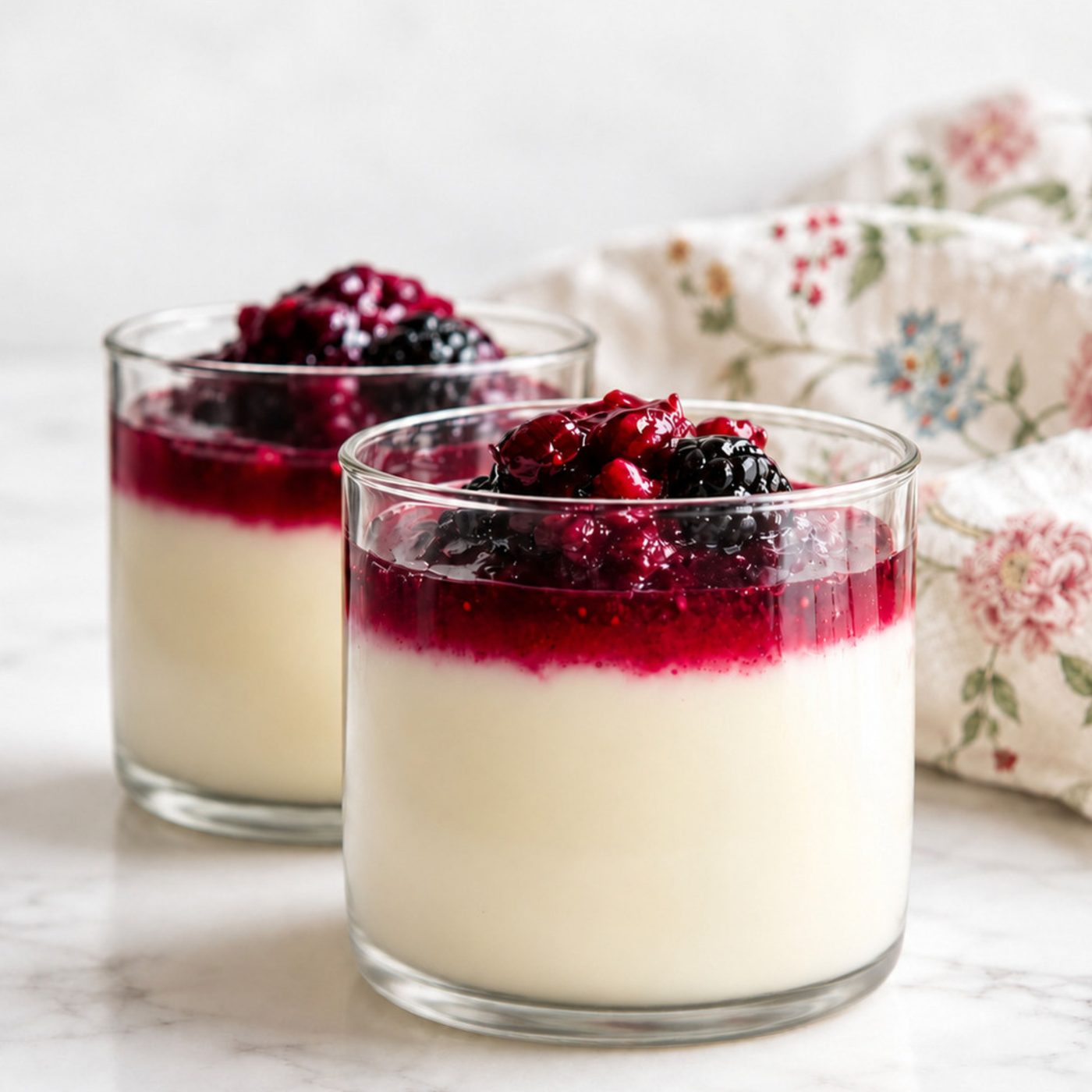 two vegan panna cotta in glass jars hero image