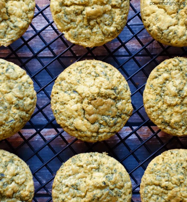 overhead shot of vegan pesto egg muffins