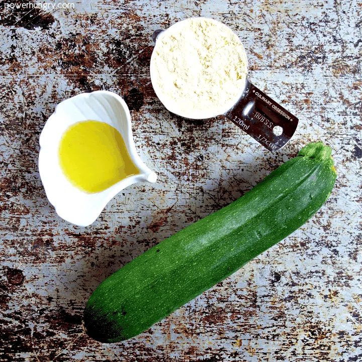 the three ingredients for vegan zucchini chickpea flour omelets