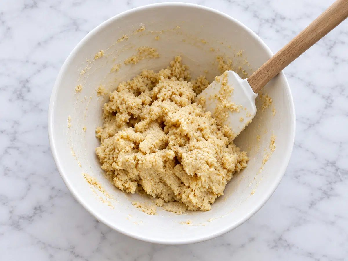 4-Ingredient Vegan Almond Flour Biscotti dough in white bowl