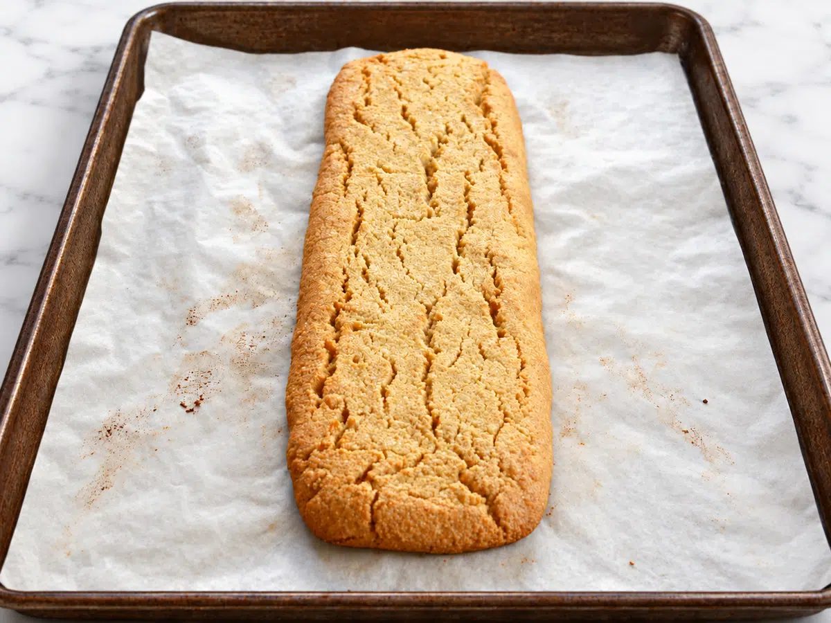4-Ingredient Vegan Almond Flour Biscotti after the first bake