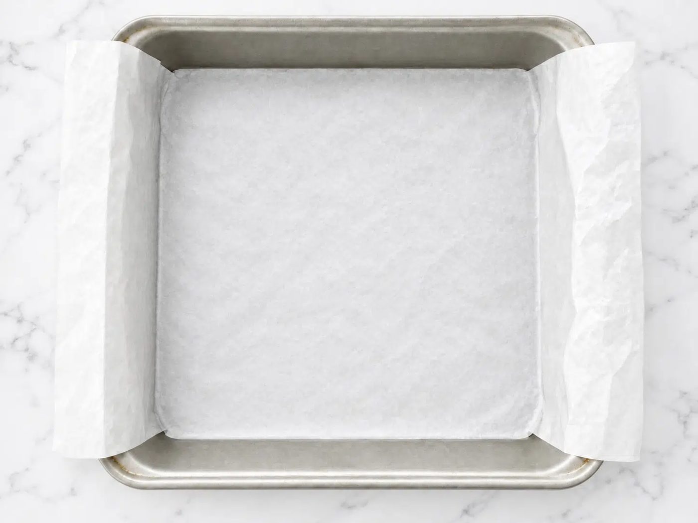 parchment paper lined square baking pan