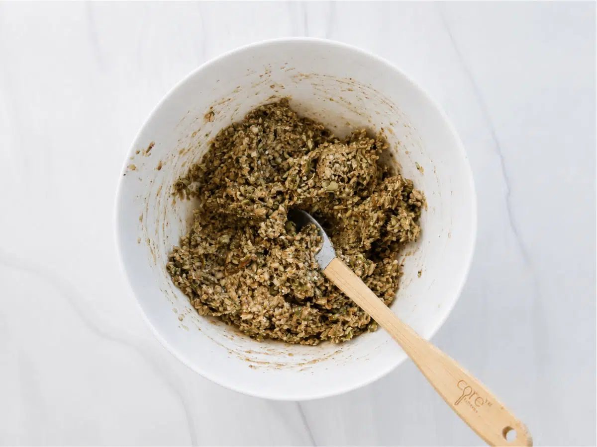 cookie dough in a white bowl for seed cookies recipe