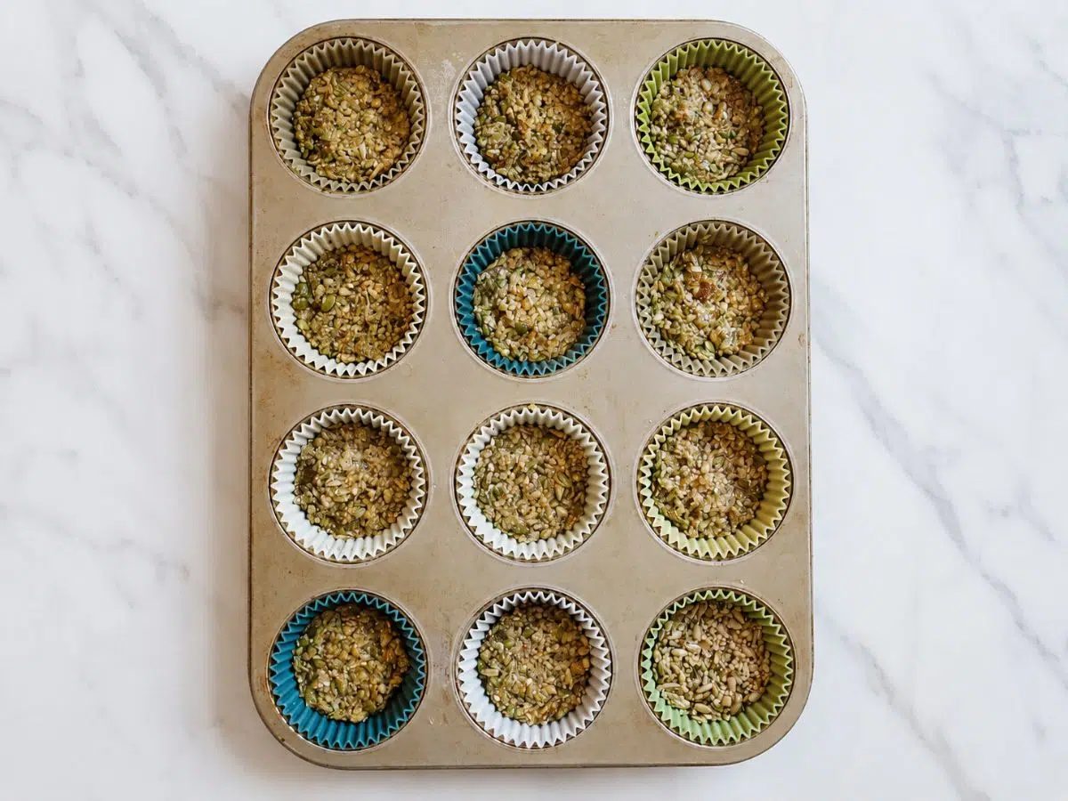seed cookie dough in muffin tin