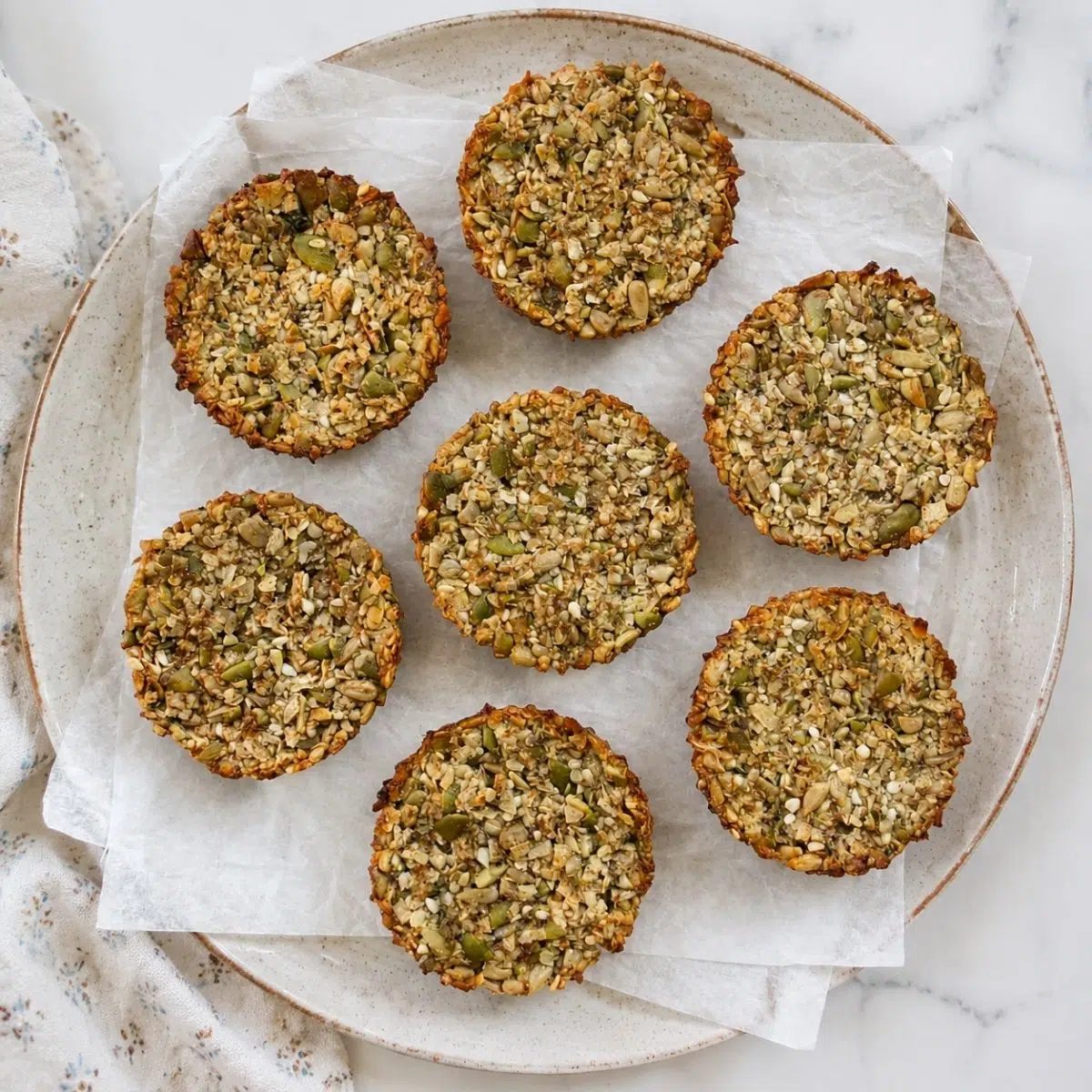 stoneware plate with 5 ingredient vegan seed cookies