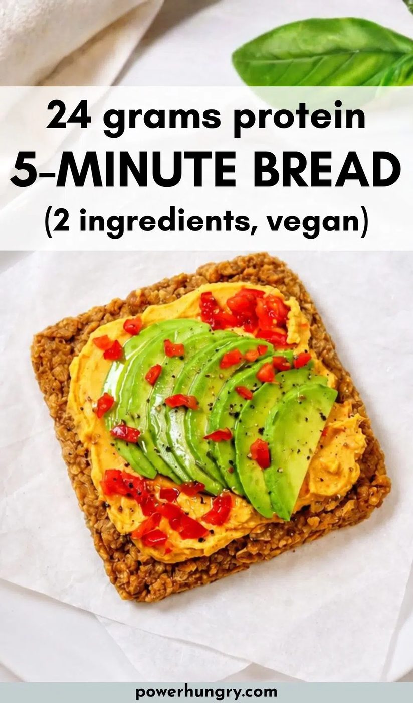 5 minute high protein bread with hummus and avocado