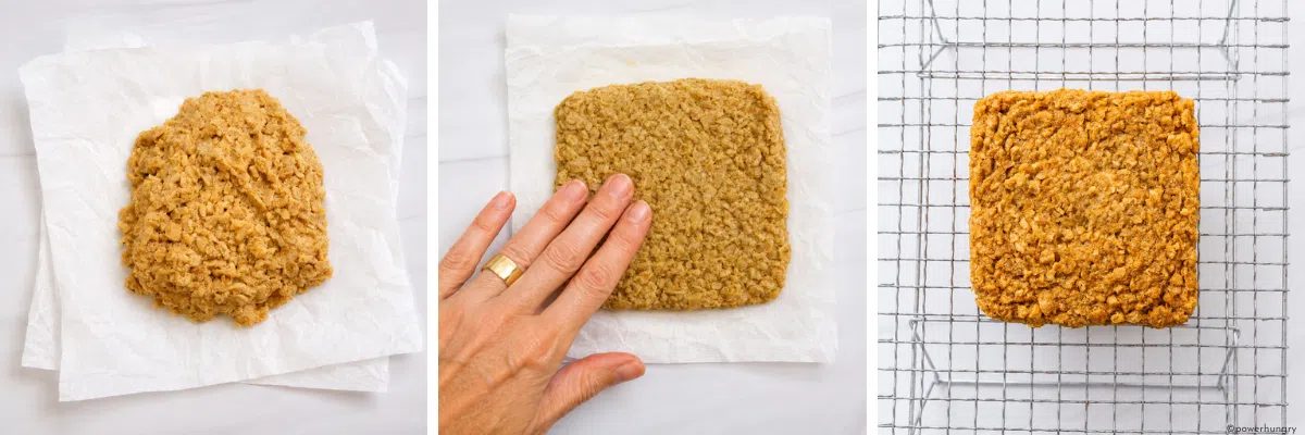 3 steps showing how to shape and cook high protein bread dough