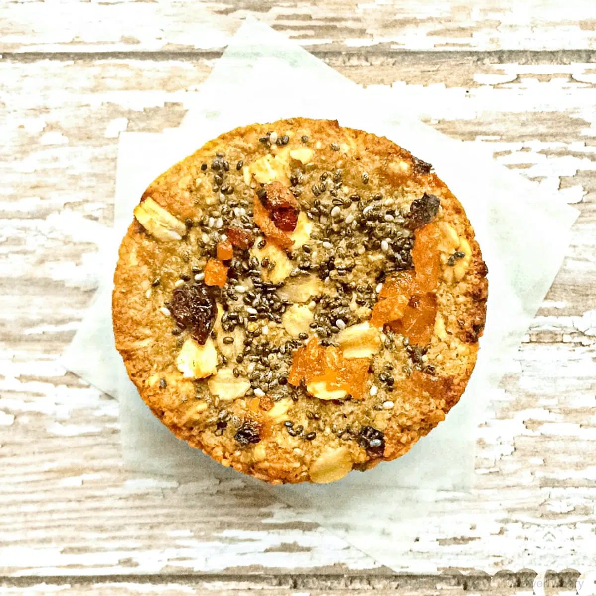 overhead shot of vegan protein amaranth muffin