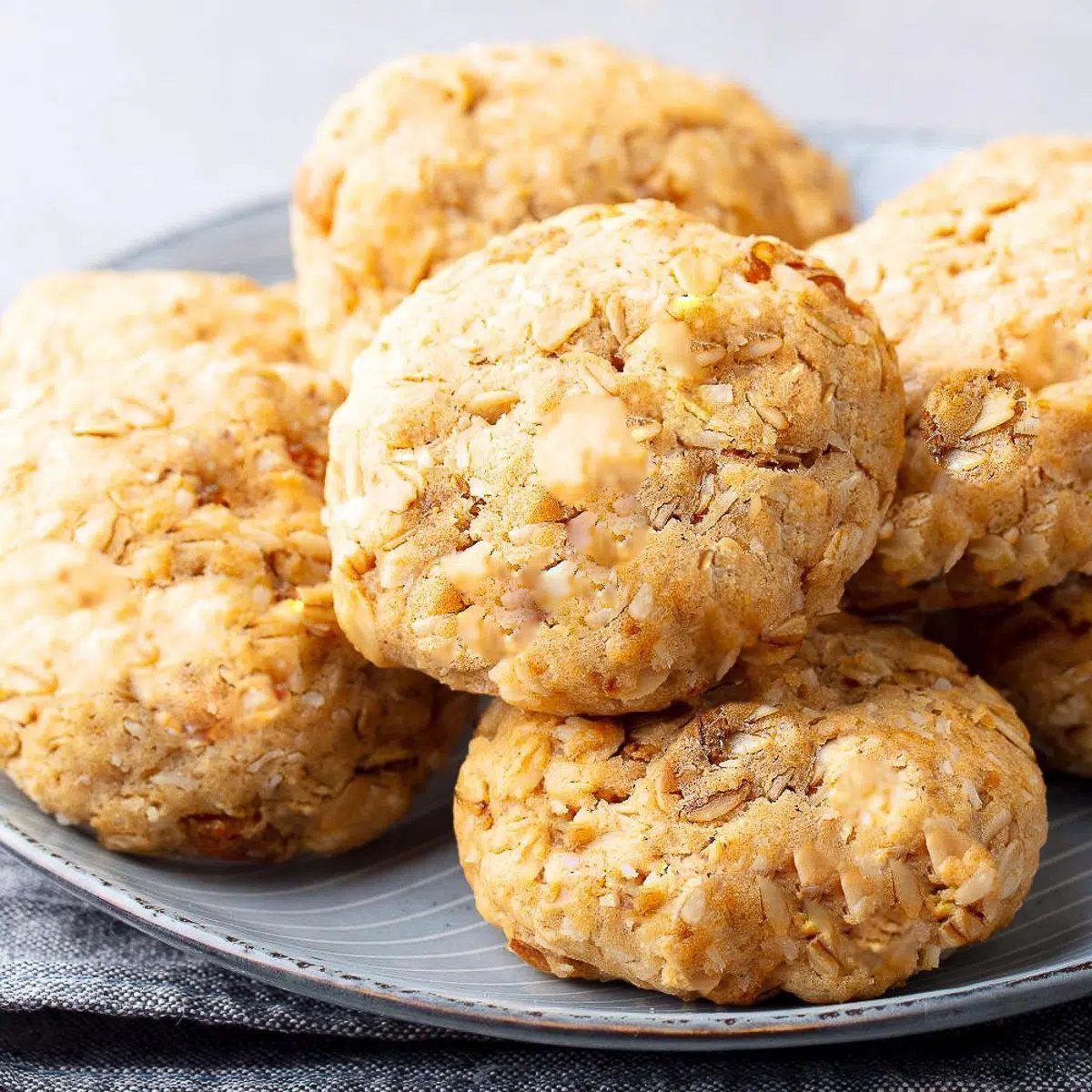 plate of almond butter oatmeal cookies