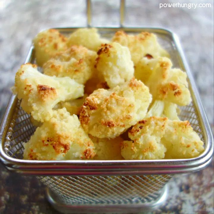 Small basket of almond flour cauliflower popcorn