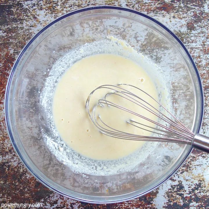 glass bowl of almond flour batter
